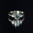 1 Carat IGI Certified Lab Grown Green Diamond Three Stone Engagement Ring Vivid Green - VS1 - Rosec Jewels