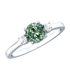 1 Carat IGI Certified Lab Grown Green and White Diamond Three Stone Engagement Ring Vivid Green - VS1 - Rosec Jewels