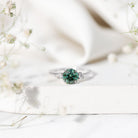 1 Carat IGI Certified Lab Grown Green Diamond Three Stone Engagement Ring Vivid Green - VS1 - Rosec Jewels