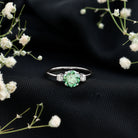 1 Carat IGI Certified Lab Grown Green Diamond Three Stone Engagement Ring Vivid Green - VS1 - Rosec Jewels