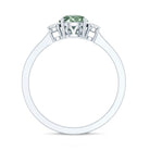 1 Carat IGI Certified Lab Grown Green and White Diamond Three Stone Engagement Ring Vivid Green - VS1 - Rosec Jewels