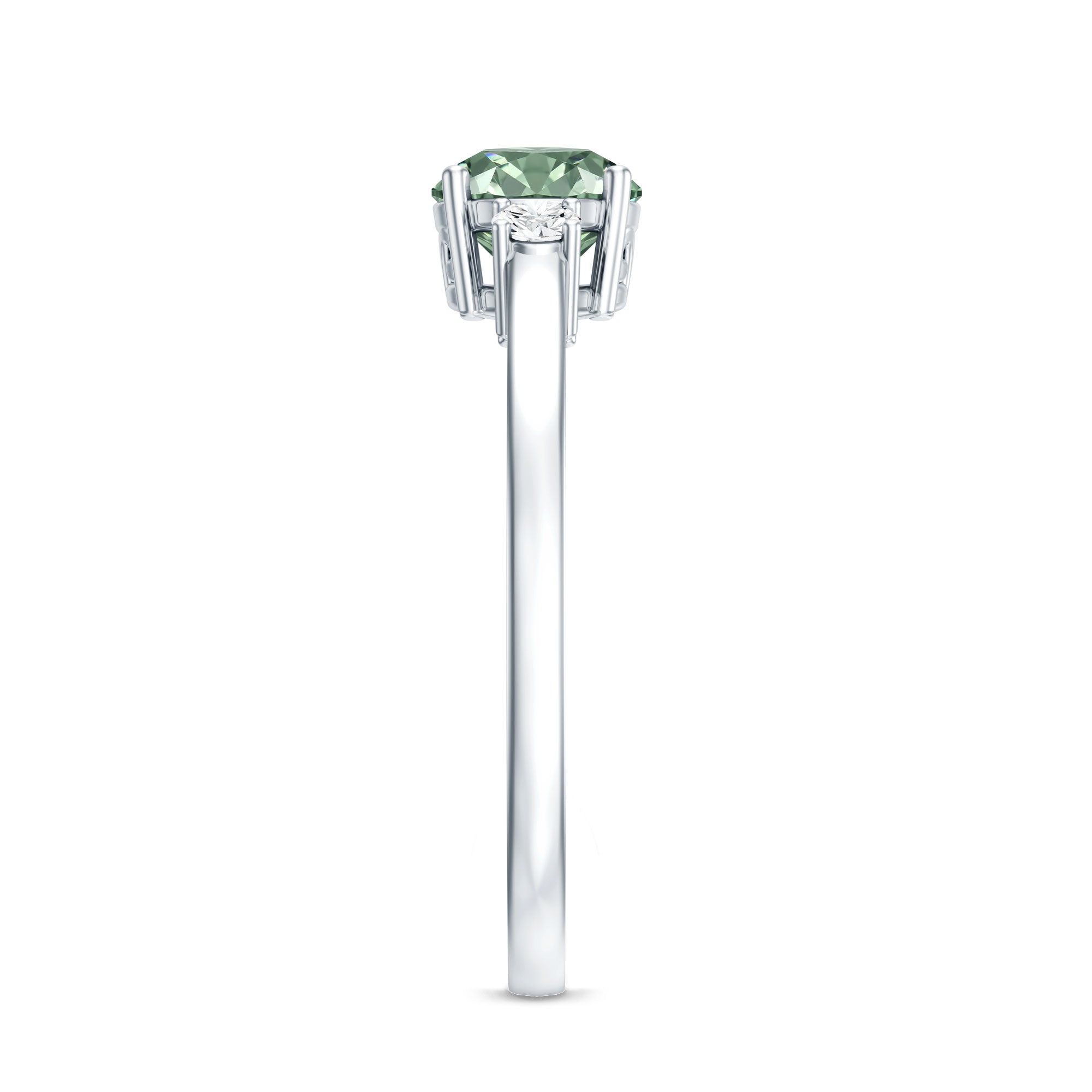1 Carat IGI Certified Lab Grown Green and White Diamond Three Stone Engagement Ring Vivid Green - VS1 - Rosec Jewels