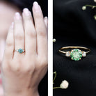 1 Carat IGI Certified Lab Grown Green Diamond Three Stone Engagement Ring Vivid Green - VS1 - Rosec Jewels