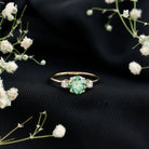1 Carat IGI Certified Lab Grown Green Diamond Three Stone Engagement Ring Vivid Green - VS1 - Rosec Jewels