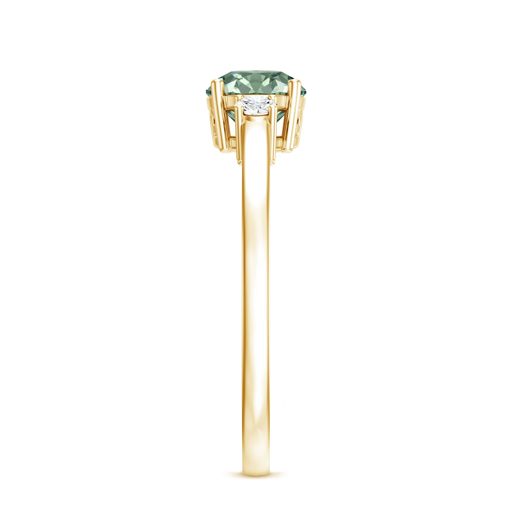 1 Carat IGI Certified Lab Grown Green and White Diamond Three Stone Engagement Ring Vivid Green - VS1 - Rosec Jewels