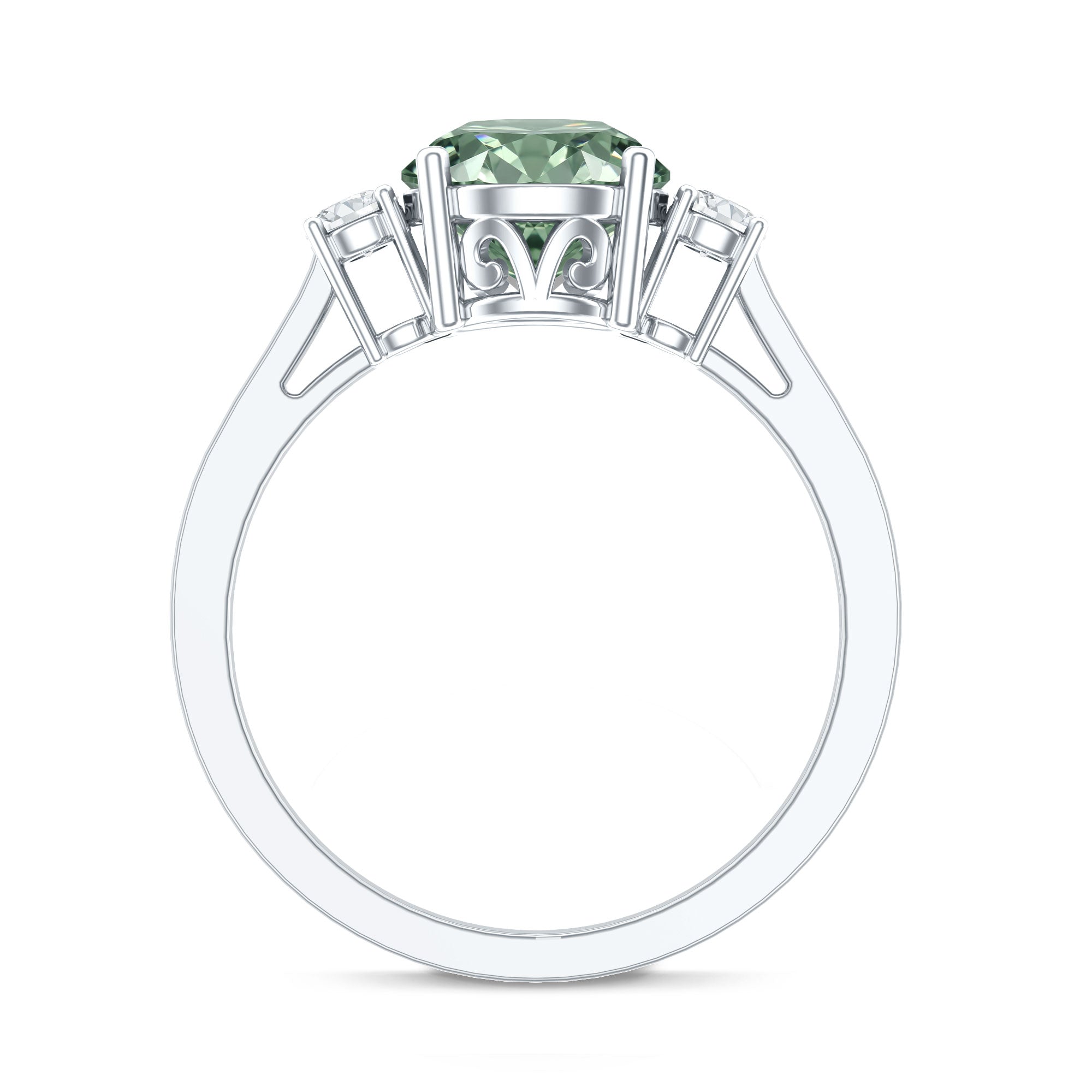 2 Carat Green Diamond Round Engagement Ring with IGI Certificate Vivid Green - VS1 - Rosec Jewels