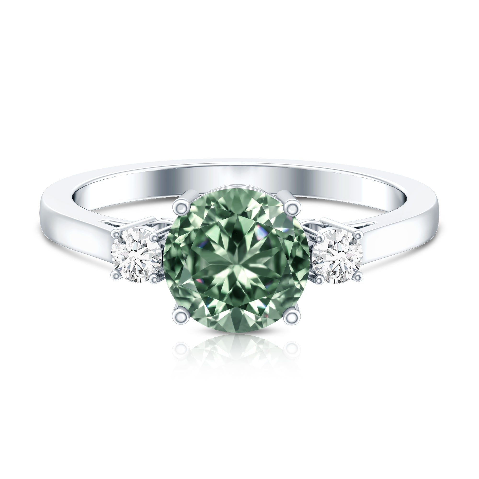 2 Carat Green Diamond Round Engagement Ring with IGI Certificate Vivid Green - VS1 - Rosec Jewels