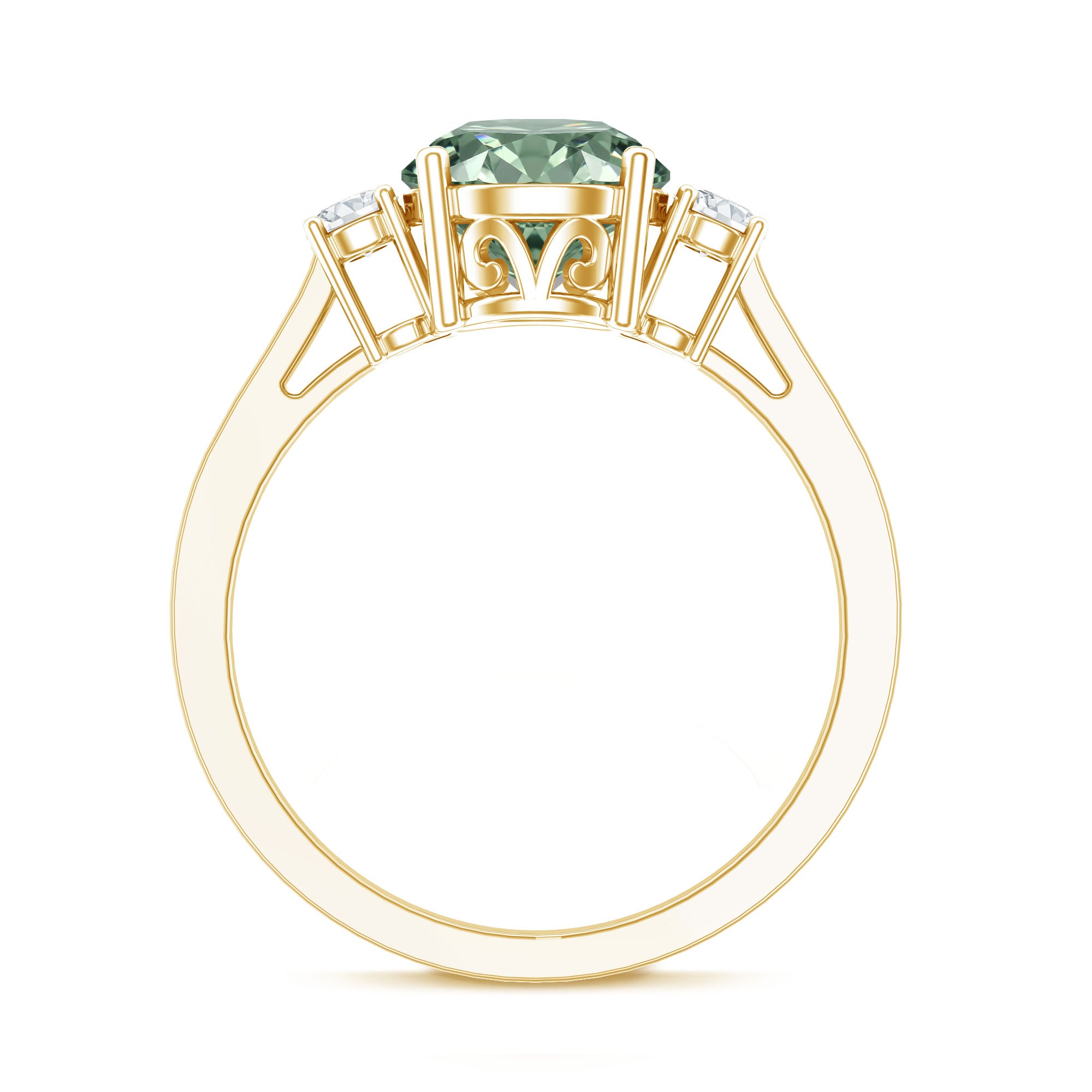 2 Carat Green Diamond Round Engagement Ring with IGI Certificate Vivid Green - VS1 - Rosec Jewels