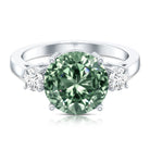 5 Carat Lab Grown Green Diamond Three Stone Engagement Ring with IGI Certificate Vivid Green - VS1 - Rosec Jewels