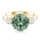 5 Carat Lab Grown Green Diamond Three Stone Engagement Ring with IGI Certificate Vivid Green - VS1 - Rosec Jewels