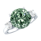 IGI Certified Lab Grown Green and White Diamond Triple Stone Engagement Ring 4 Carat Vivid Green - VS1 - Rosec Jewels
