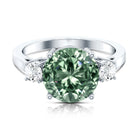 IGI Certified Lab Grown Green and White Diamond Triple Stone Engagement Ring 4 Carat Vivid Green - VS1 - Rosec Jewels
