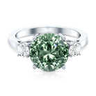 Rosec Jewels-IGI Certified 3 Carat Lab Grown Green Diamond Triple Stone Engagement Ring