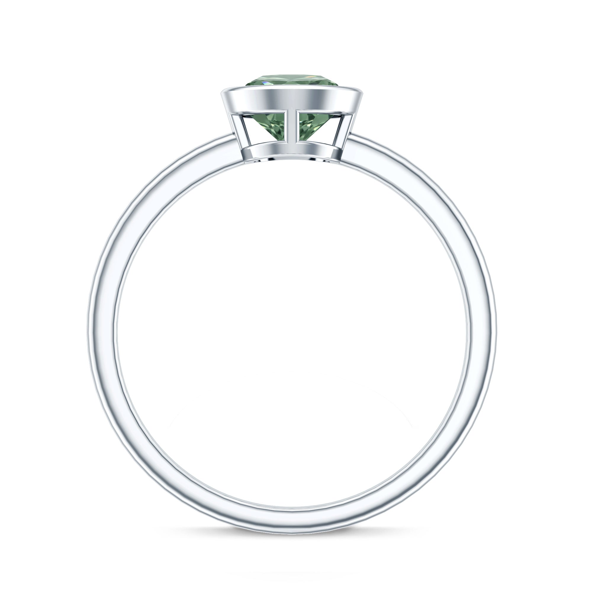Bezel Set 1 Carat Solitaire Engagement Ring with IGI Certified Lab Created Green Diamond Vivid Green - VS1 - Rosec Jewels