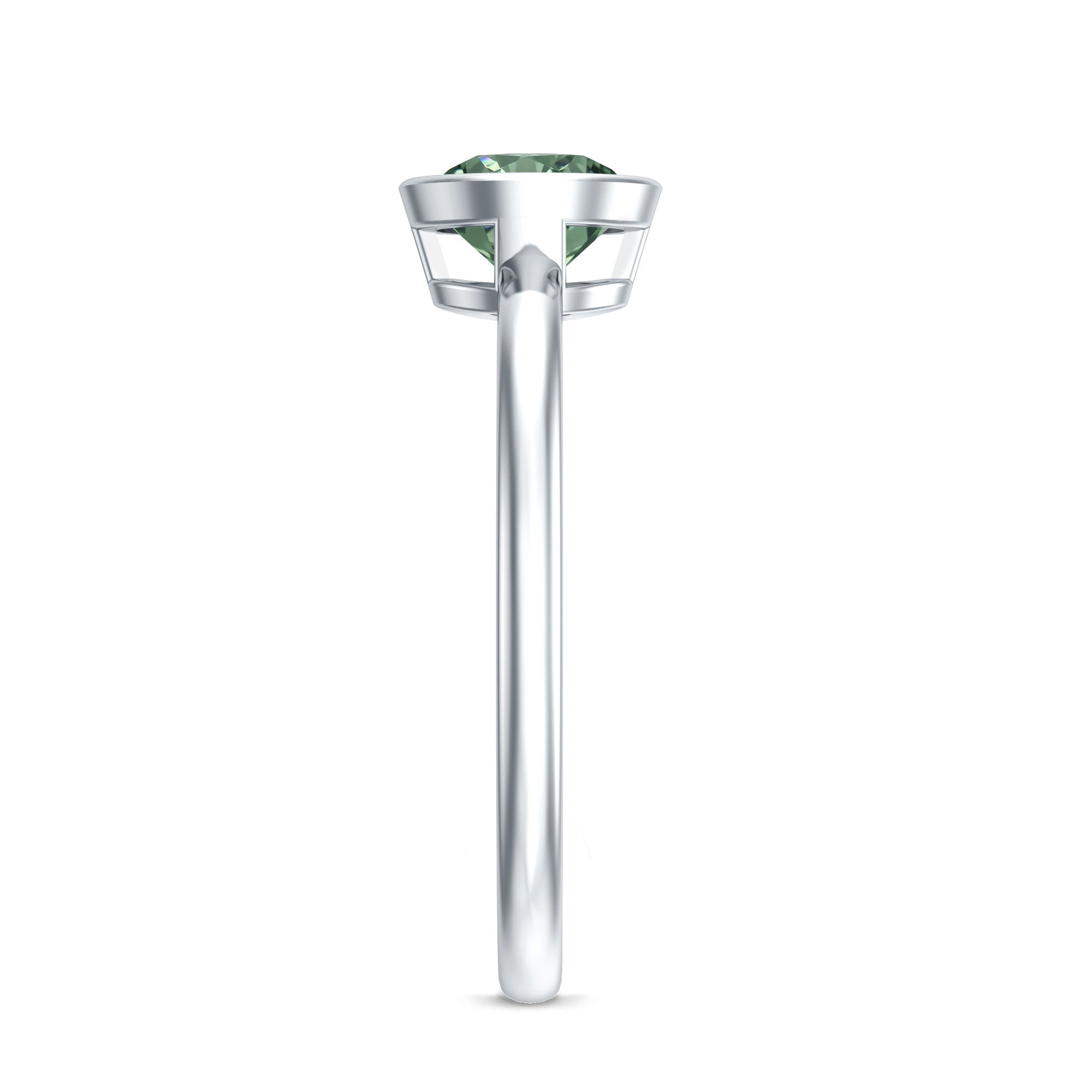 Bezel Set 1 Carat Solitaire Engagement Ring with IGI Certified Lab Created Green Diamond Vivid Green - VS1 - Rosec Jewels