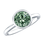 Bezel Set 2 Carat Lab Grown Green Diamond Round Engagement Ring IGI Certified Vivid Green - VS1 - Rosec Jewels