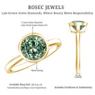 Bezel Set 2 Carat Lab Grown Green Diamond Round Engagement Ring IGI Certified Vivid Green - VS1 - Rosec Jewels