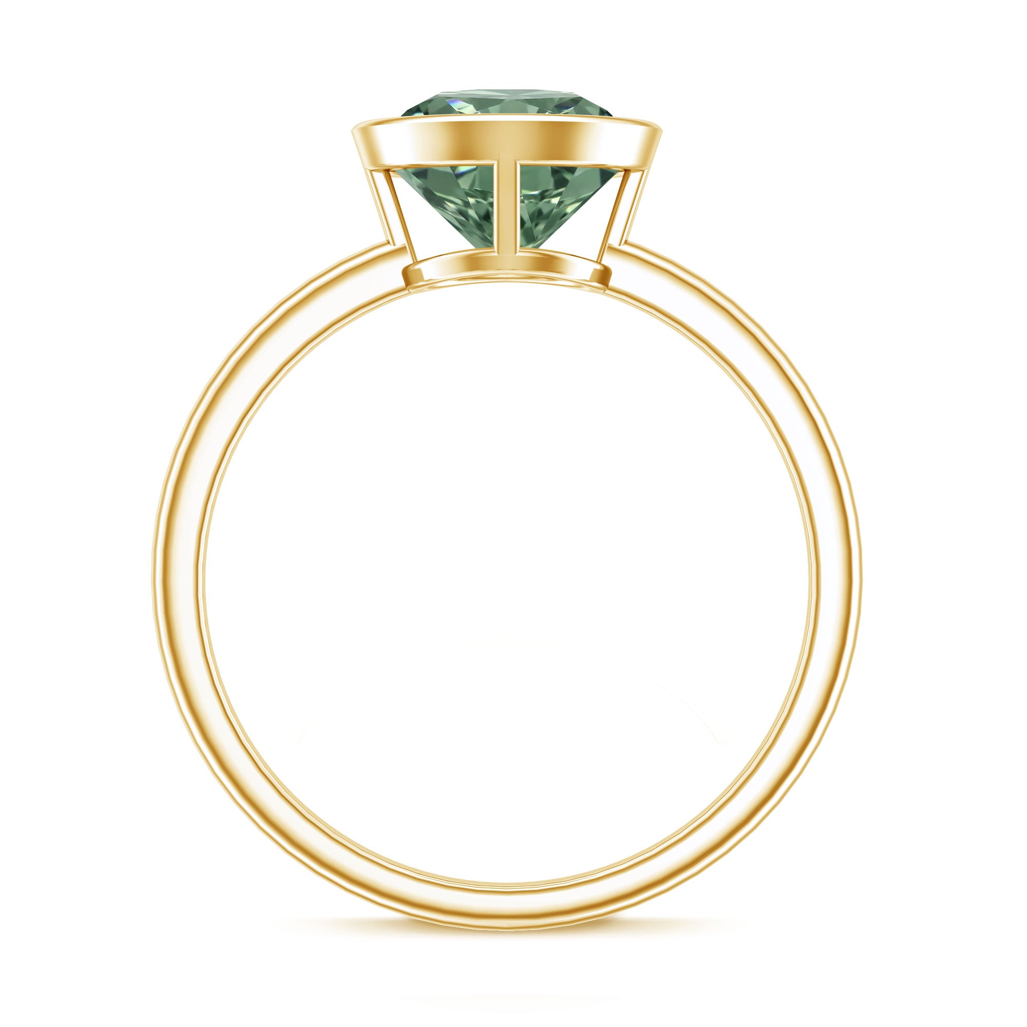 Bezel Set 2 Carat Lab Grown Green Diamond Round Engagement Ring IGI Certified Vivid Green - VS1 - Rosec Jewels