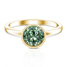Bezel Set 2 Carat Lab Grown Green Diamond Round Engagement Ring IGI Certified Vivid Green - VS1 - Rosec Jewels