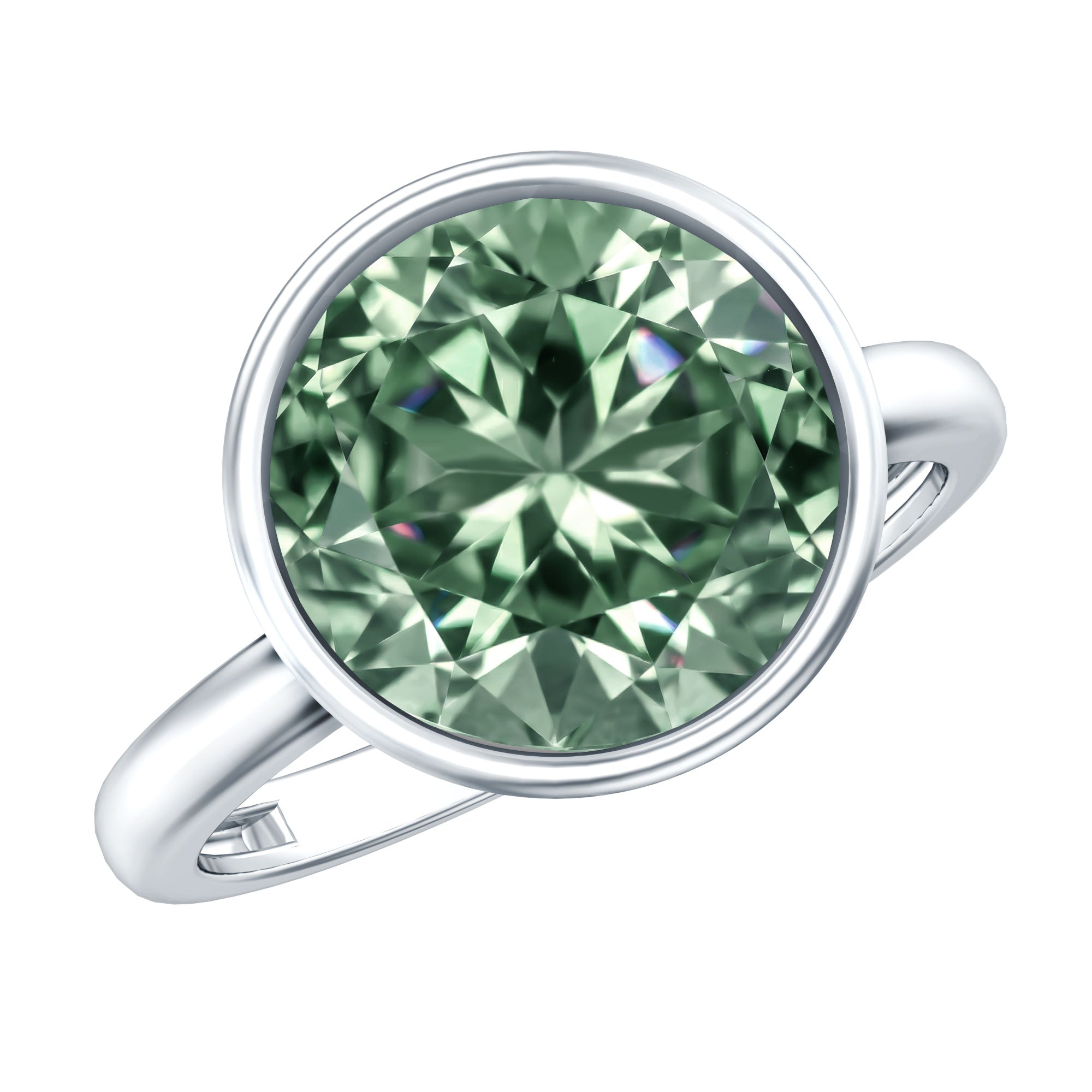Rosec Jewels-Bezel Set 4 Carat Lab Grown Green Diamond Solitaire Engagement Ring with IGI Certificate