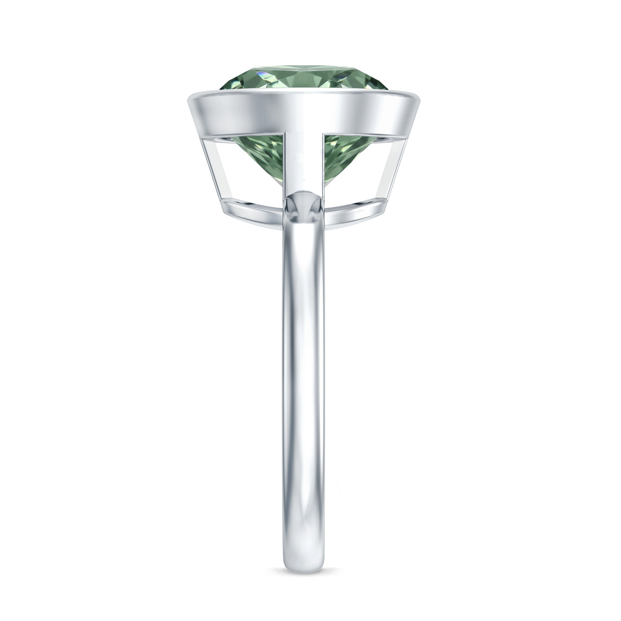 Rosec Jewels-Bezel Set 4 Carat Lab Grown Green Diamond Solitaire Engagement Ring with IGI Certificate