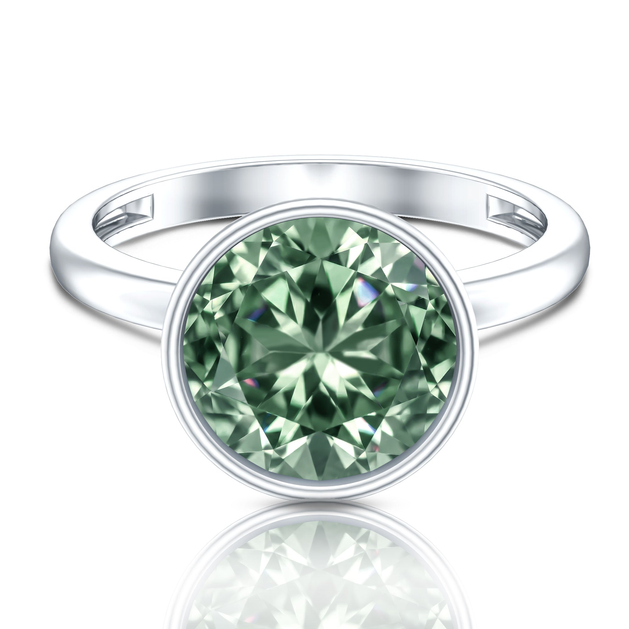 Rosec Jewels-Bezel Set 4 Carat Lab Grown Green Diamond Solitaire Engagement Ring with IGI Certificate