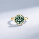 Bezel Set 4 Carat Lab Grown Green Diamond Solitaire Engagement Ring with IGI Certificate Vivid Green - VS1 - Rosec Jewels