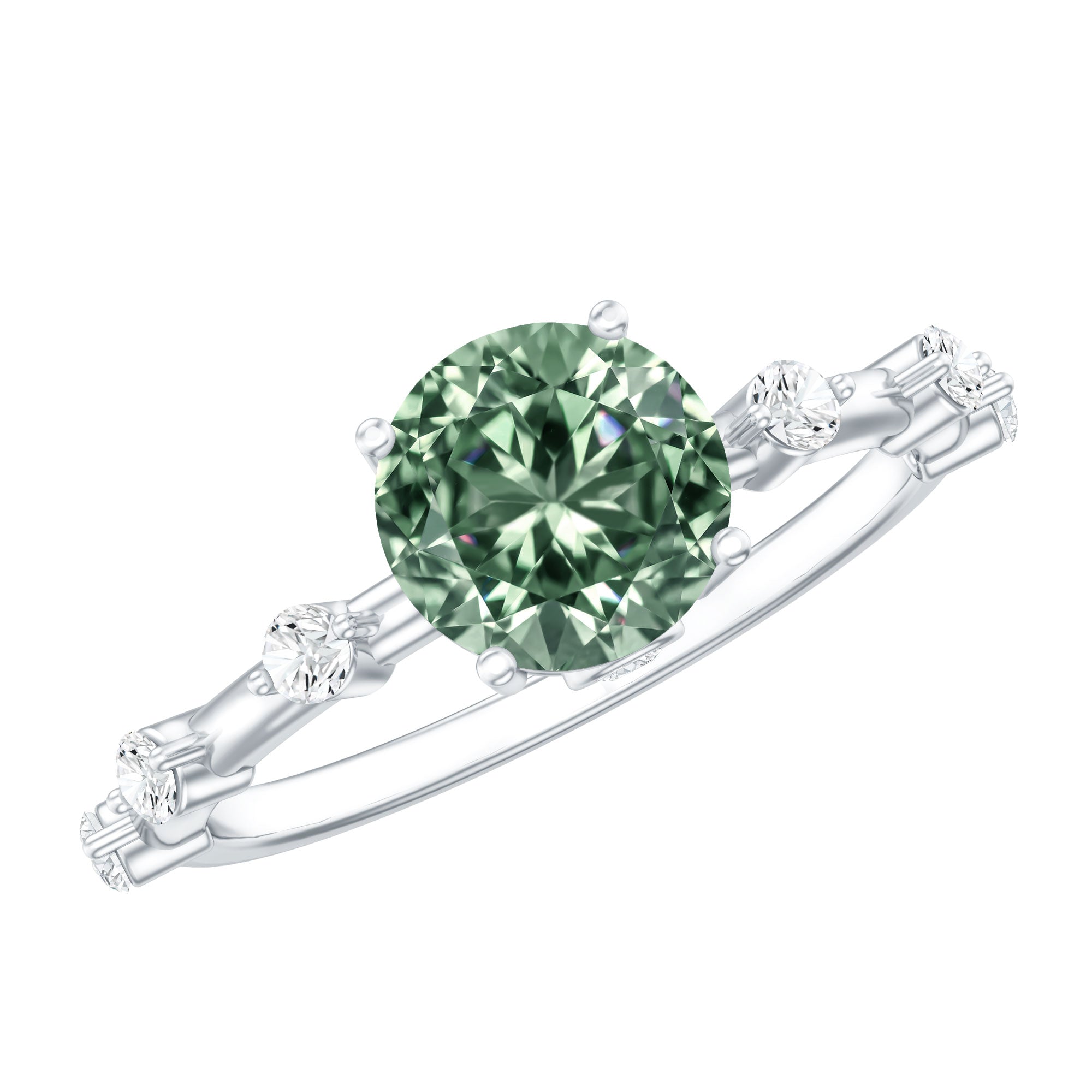 1 Carat Lab Grown Green Diamond Solitaire Engagement Ring IGI Certified Vivid Green - VS1 - Rosec Jewels