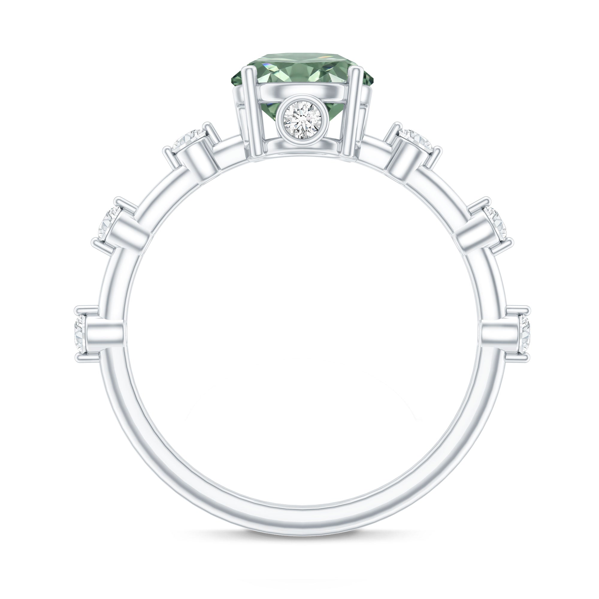 1 Carat Lab Grown Green Diamond Solitaire Engagement Ring IGI Certified Vivid Green - VS1 - Rosec Jewels