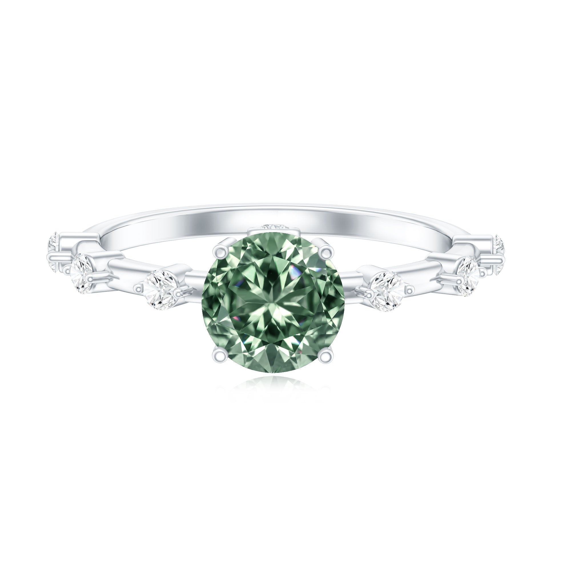 1 Carat Lab Grown Green Diamond Solitaire Engagement Ring IGI Certified Vivid Green - VS1 - Rosec Jewels