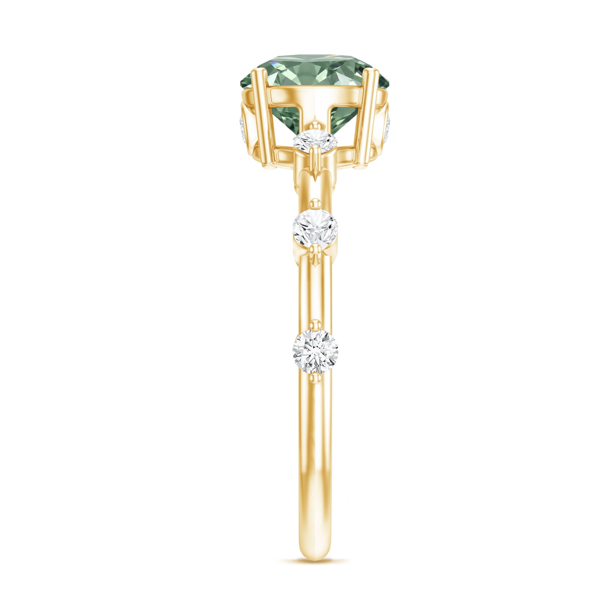 1 Carat Lab Grown Green Diamond Solitaire Engagement Ring IGI Certified Vivid Green - VS1 - Rosec Jewels