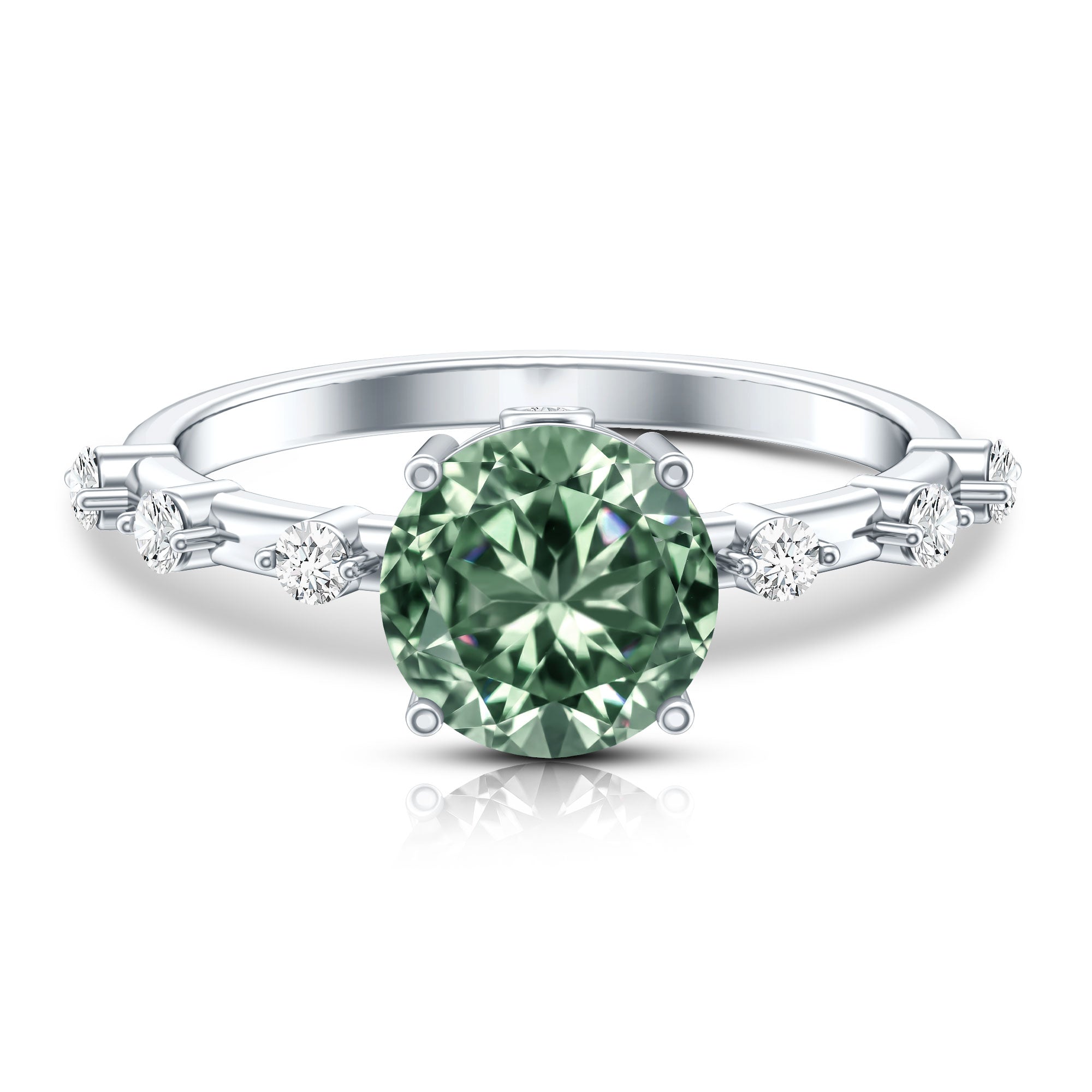 Lab Grown 2 Carat Green Diamond Engagement Ring with IGI Certificate Vivid Green - VS1 - Rosec Jewels