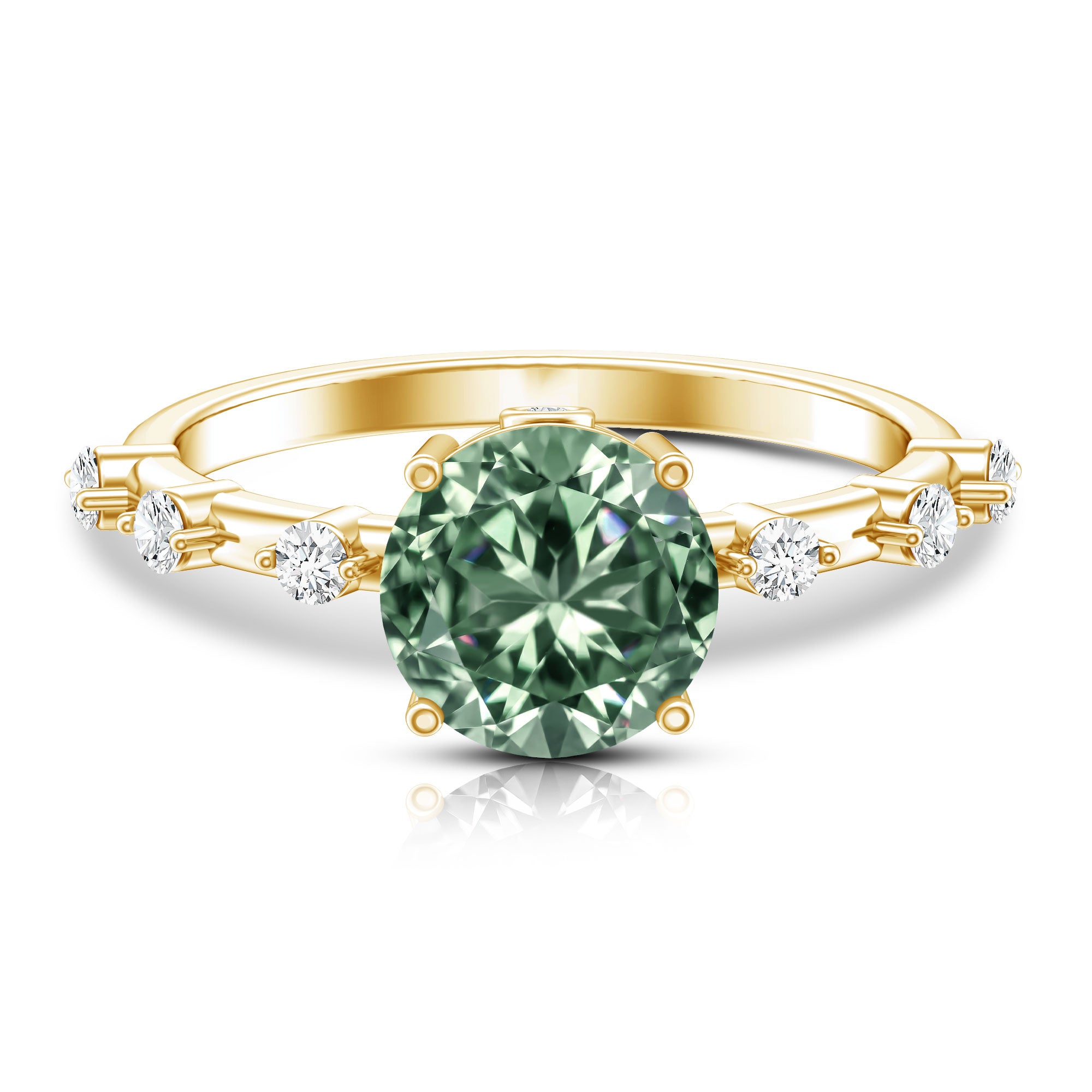 Lab Grown 2 Carat Green Diamond Engagement Ring with IGI Certificate Vivid Green - VS1 - Rosec Jewels