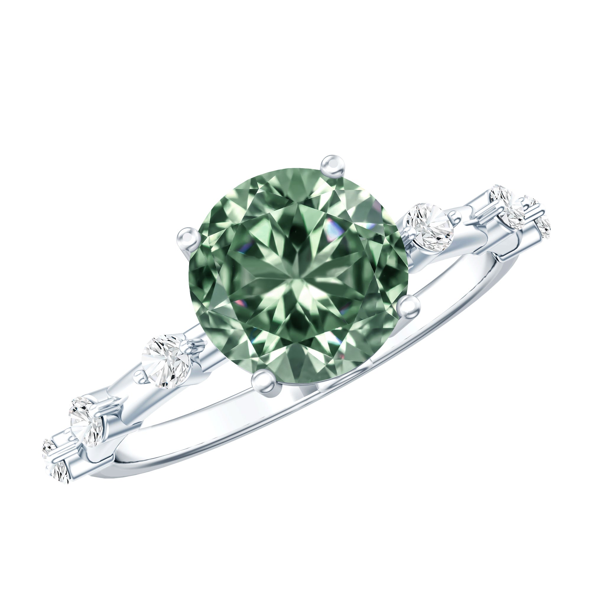 Rosec Jewels-Lab Grown 3 Carat Green Diamond Engagement Ring with IGI Certificate