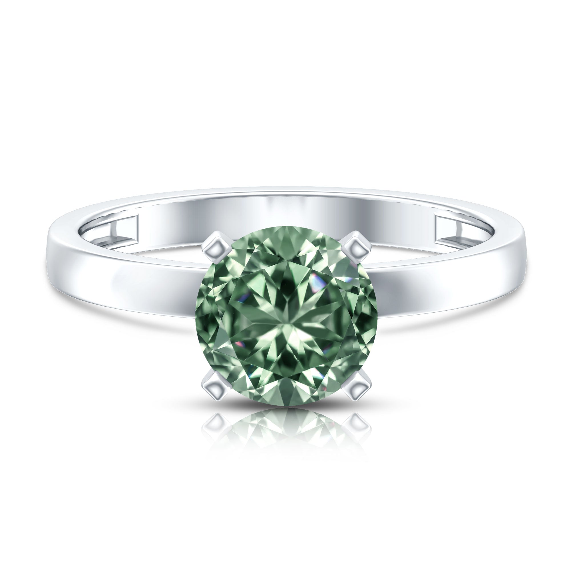 Rosec Jewels-IGI Certified 2 Carat Lab Grown Green Diamond Solitaire Engagement Ring in Peg Head Setting
