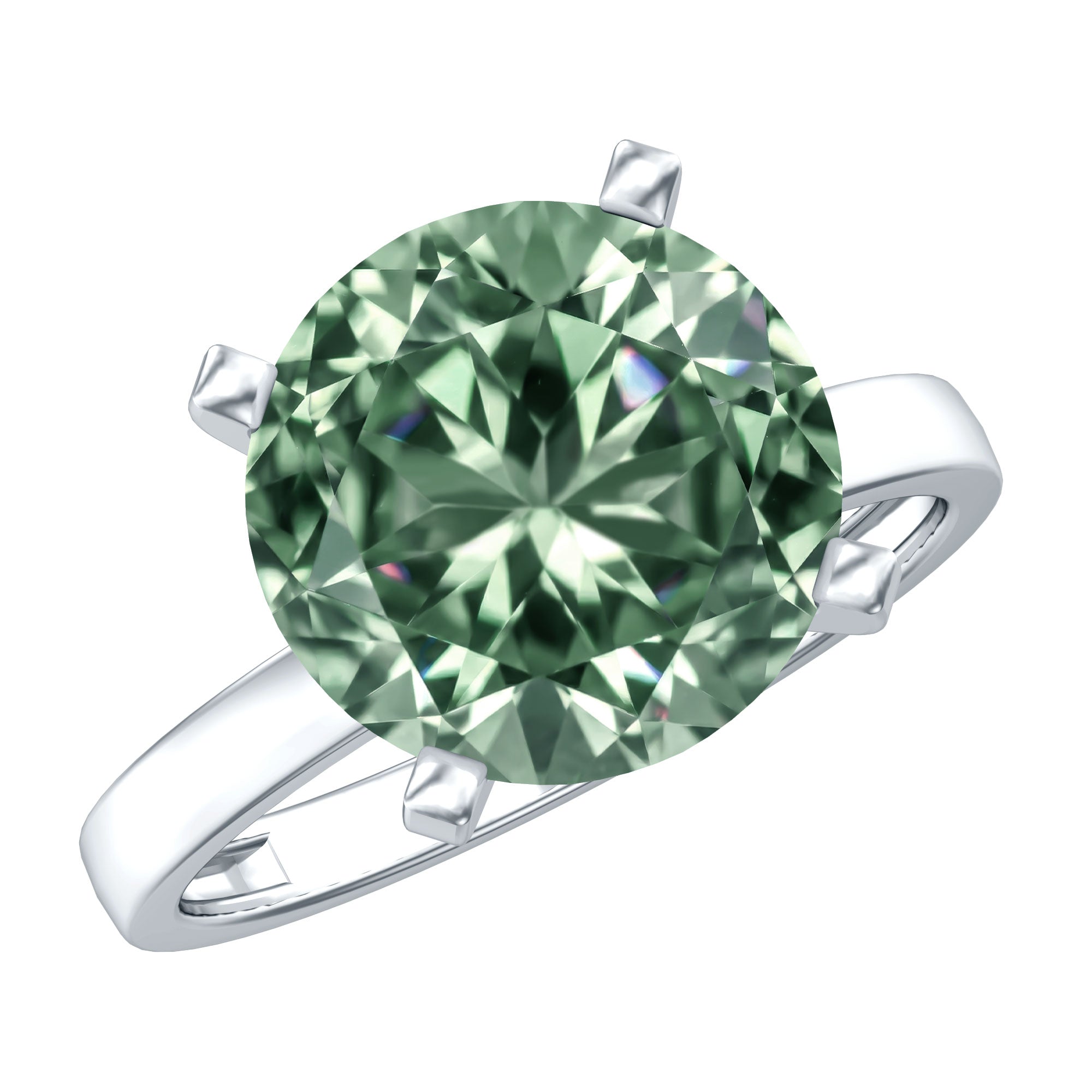 Rosec Jewels-Huge 5 Carat Lab Grown Green Diamond Solitaire Engagement Ring with IGI Certificate