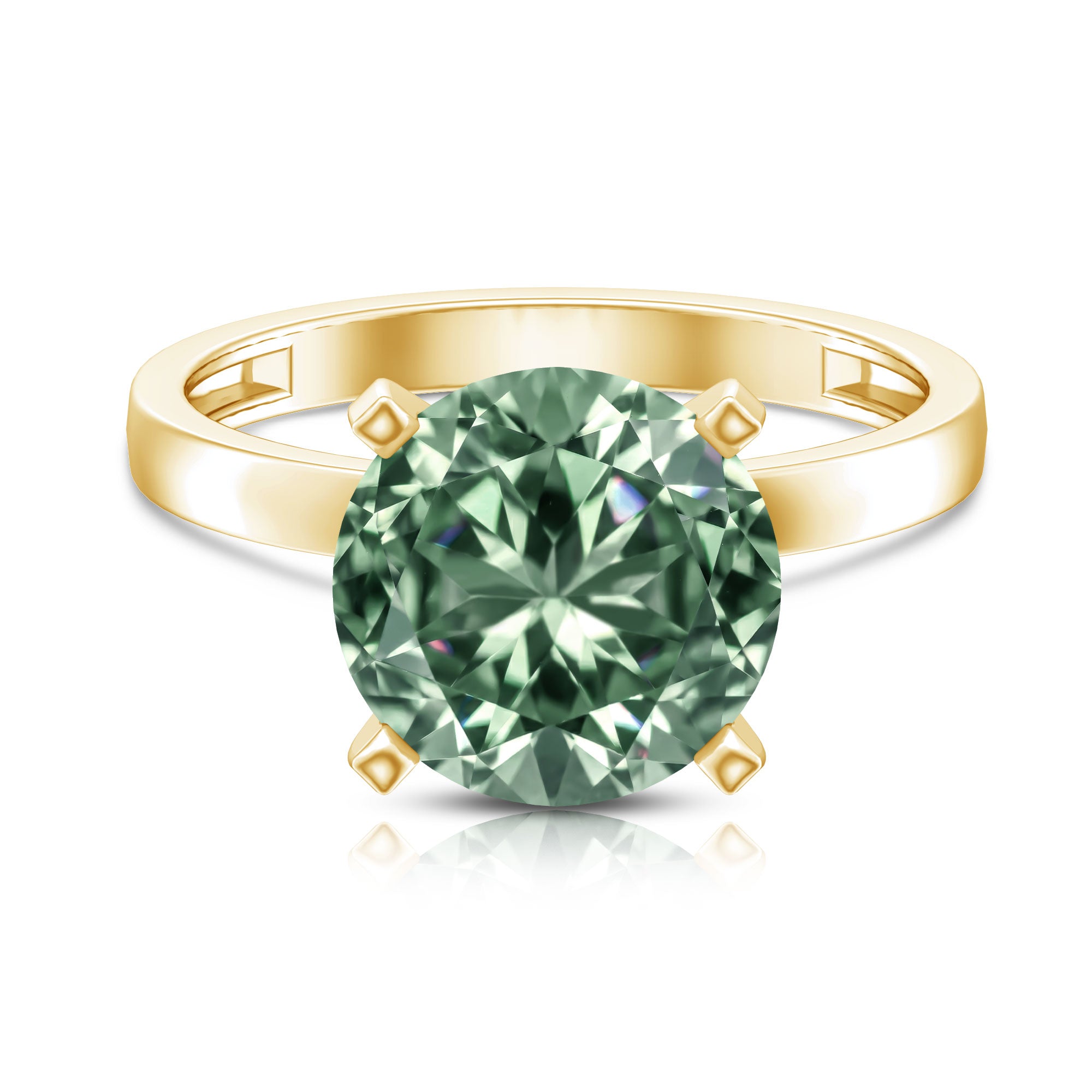 Rosec Jewels-Huge 5 Carat Lab Grown Green Diamond Solitaire Engagement Ring with IGI Certificate