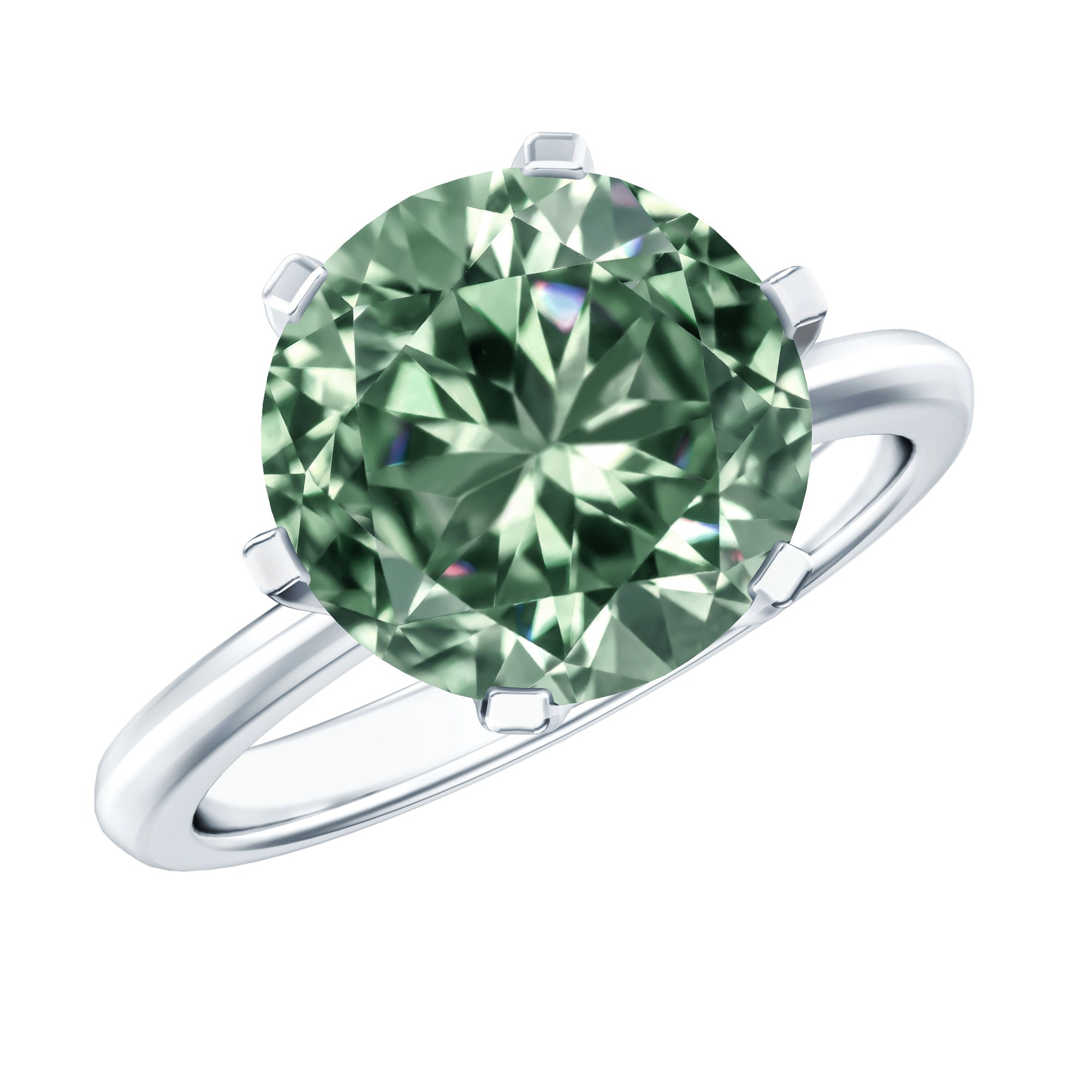 Rosec Jewels-Large 5 Carat Lab Grown Green Diamond Engagement Ring with IGI Certificate