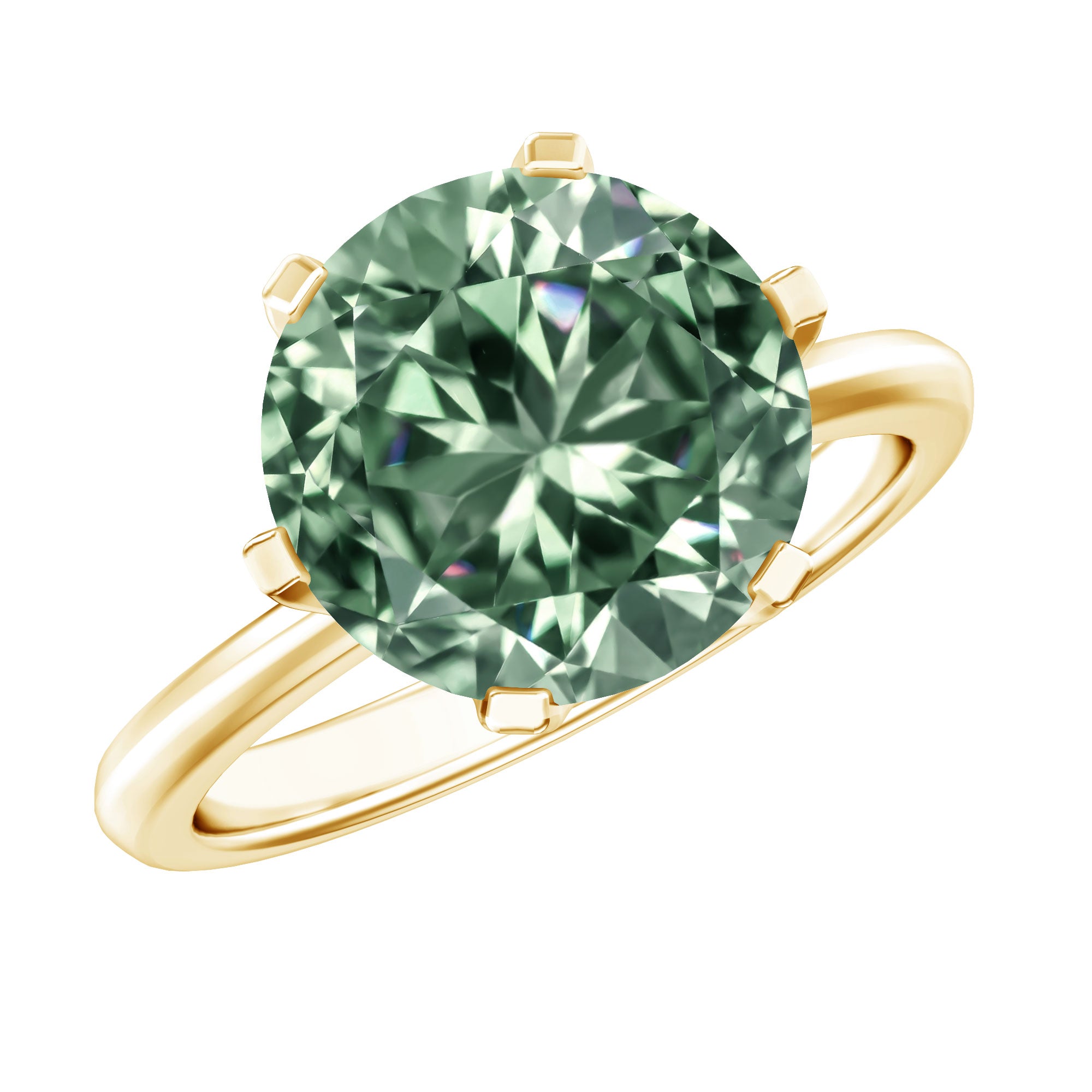 Rosec Jewels-Large 5 Carat Lab Grown Green Diamond Engagement Ring with IGI Certificate