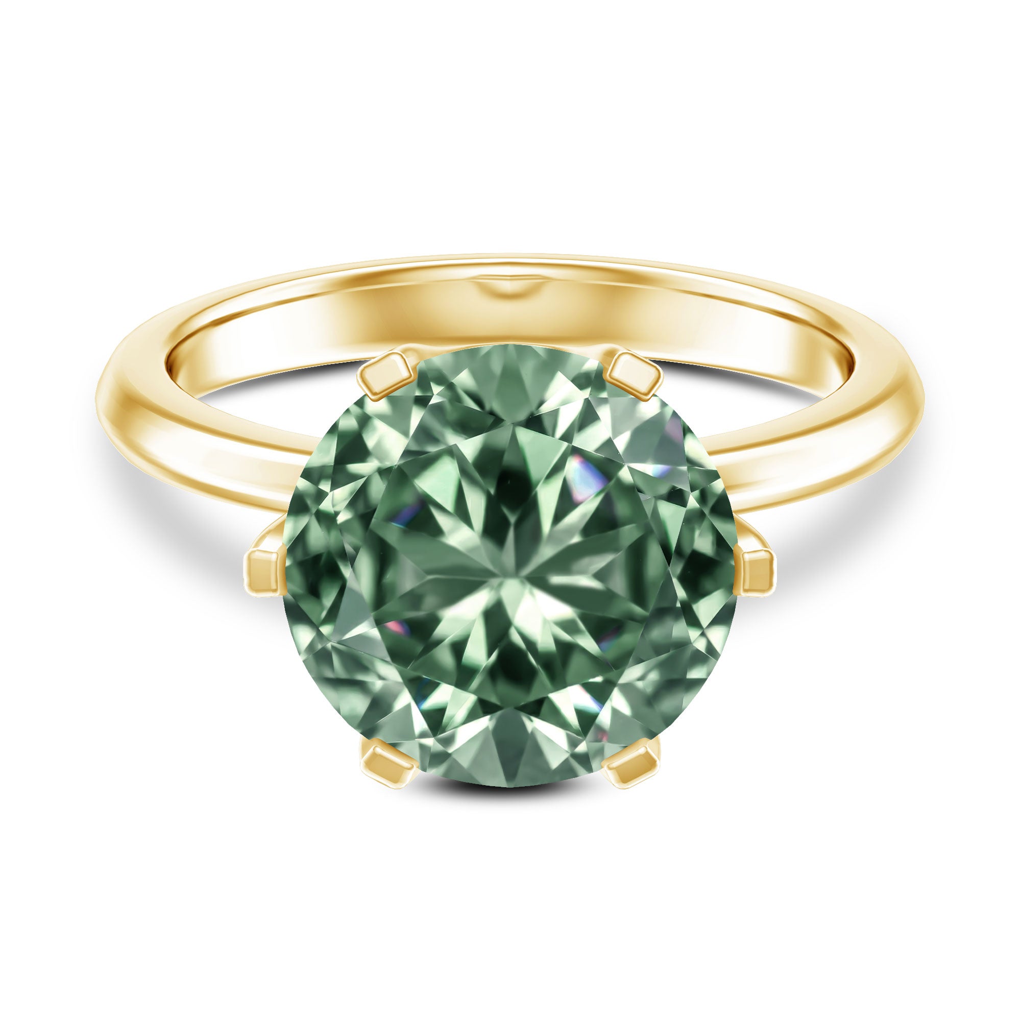 Rosec Jewels-Large 5 Carat Lab Grown Green Diamond Engagement Ring with IGI Certificate