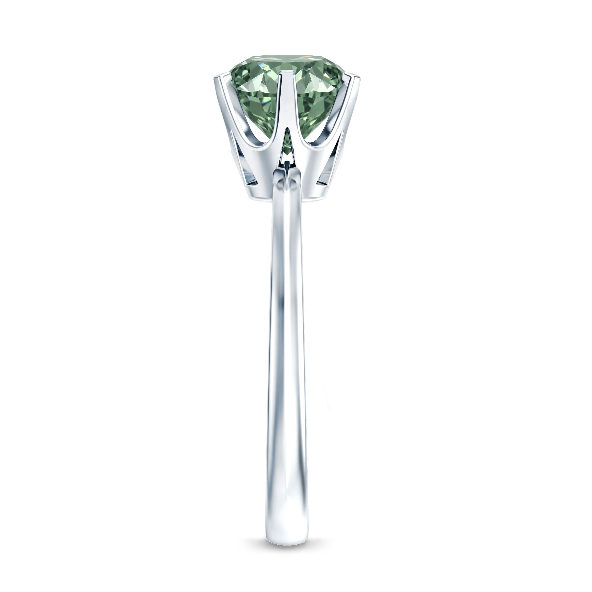 Rosec Jewels-Round Shaped 3 Carat Lab Grown Green Diamond Solitaire Ring with IGI Certificate