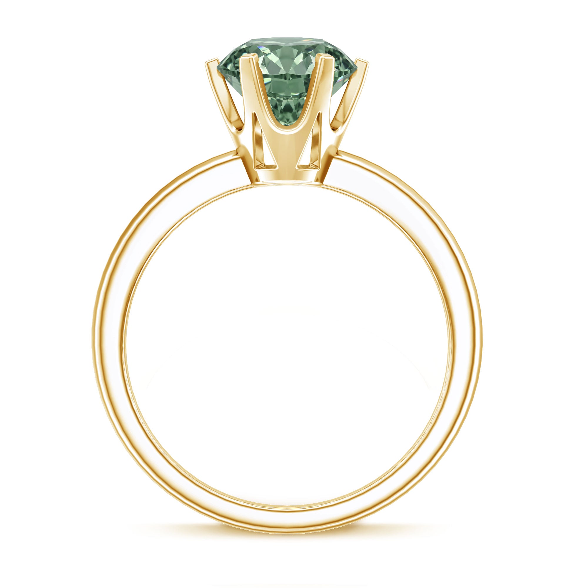 Rosec Jewels-Round Shaped 3 Carat Lab Grown Green Diamond Solitaire Ring with IGI Certificate