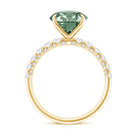 IGI Certified 3 Carat Round Lab Grown Green Diamond Solitaire Engagement Ring with Side Stones Vivid Green - VS1 - Rosec Jewels
