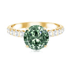 IGI Certified 3 Carat Round Lab Grown Green Diamond Solitaire Engagement Ring with Side Stones Vivid Green - VS1 - Rosec Jewels