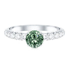 1 Carat Round Cut Lab Grown Green and White Diamond Engagement Ring IGI Certified Vivid Green - VS1 - Rosec Jewels