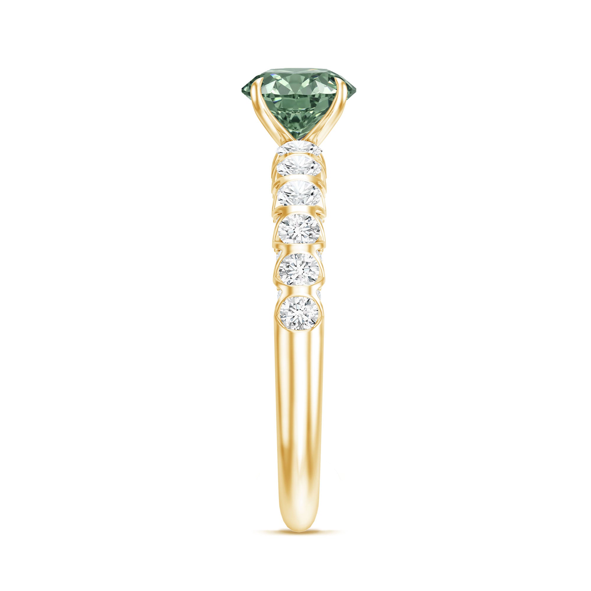 1 Carat Round Cut Lab Grown Green and White Diamond Engagement Ring IGI Certified Vivid Green - VS1 - Rosec Jewels
