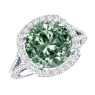 IGI Certified 4 Carat Lab Grown Green Diamond Statement Engagement Ring with Split Shank Vivid Green - VS1 - Rosec Jewels