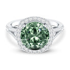 IGI Certified 4 Carat Lab Grown Green Diamond Statement Engagement Ring with Split Shank Vivid Green - VS1 - Rosec Jewels