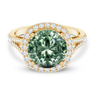 IGI Certified 4 Carat Lab Grown Green Diamond Statement Engagement Ring with Split Shank Vivid Green - VS1 - Rosec Jewels