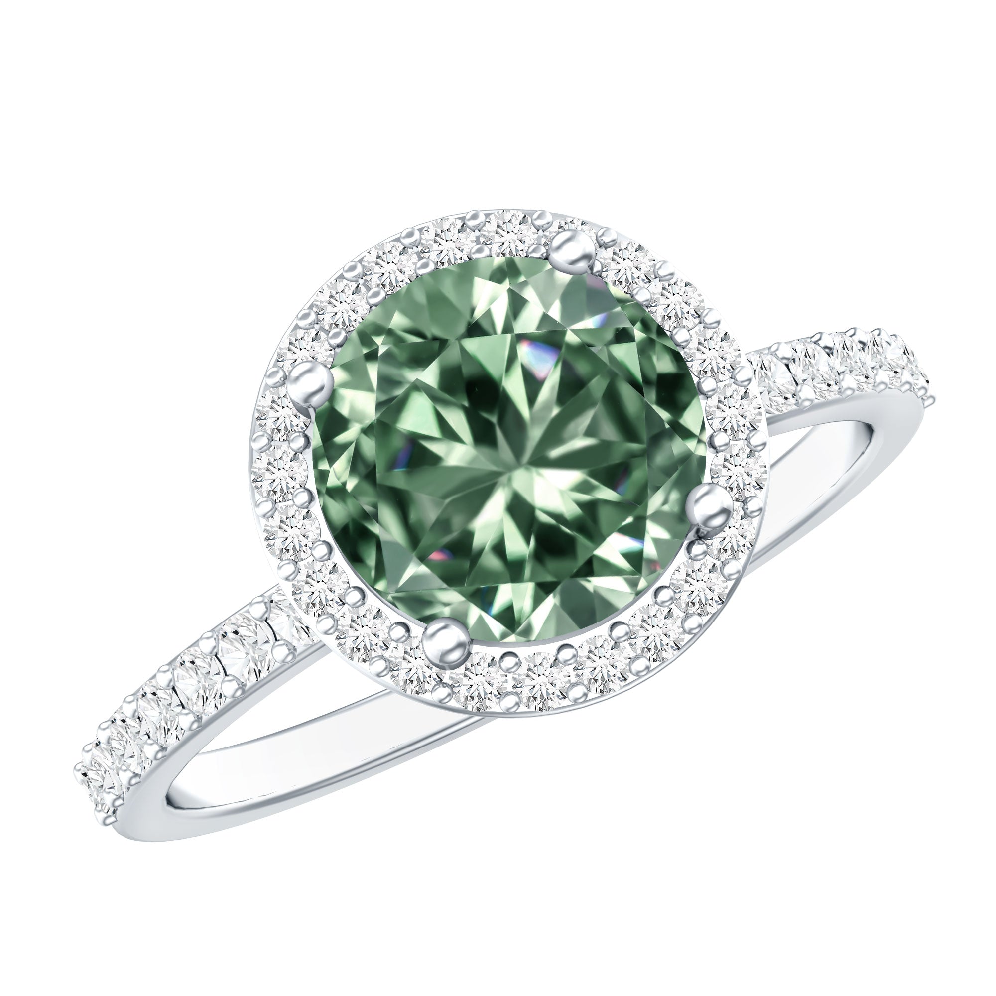 2 Carat IGI Certified Lab Grown Green Diamond Halo Engagement Ring for Women Vivid Green - VS1 - Rosec Jewels